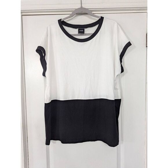 Ruti Oversized T-shirt women's 3 (Large) black white color block body oversized - Picture 1 of 6